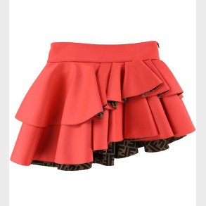 Fendi Nederdel - Neopren - Rd/Brun m. Allover Logo