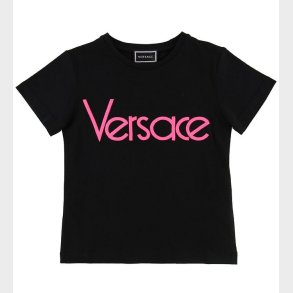 Versace T-shirt - Sort/Neonpink m. Tekst