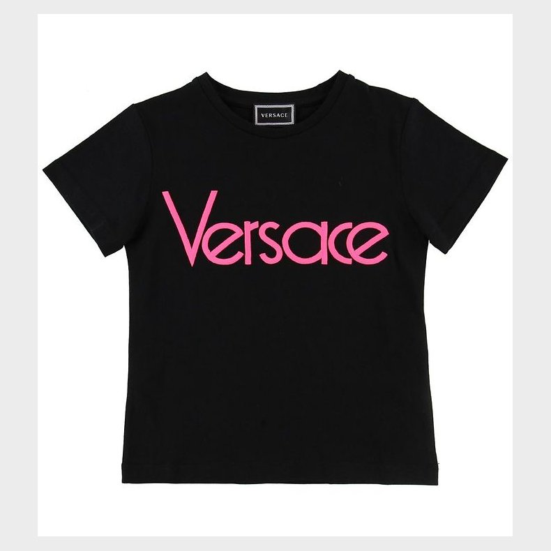 Versace T-shirt - Sort/Neonpink m. Tekst