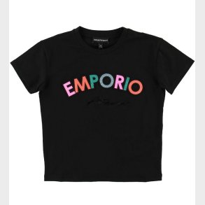Emporio Armani T-shirt - Sort m. Glimmer/Patches