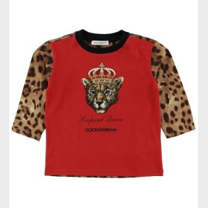 Dolce & Gabbana Bluse - Animal - Rd m. Leopard