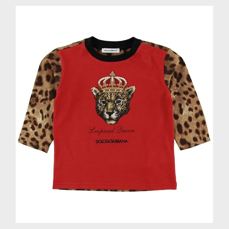 Dolce & Gabbana Bluse - Animal - Rd m. Leopard