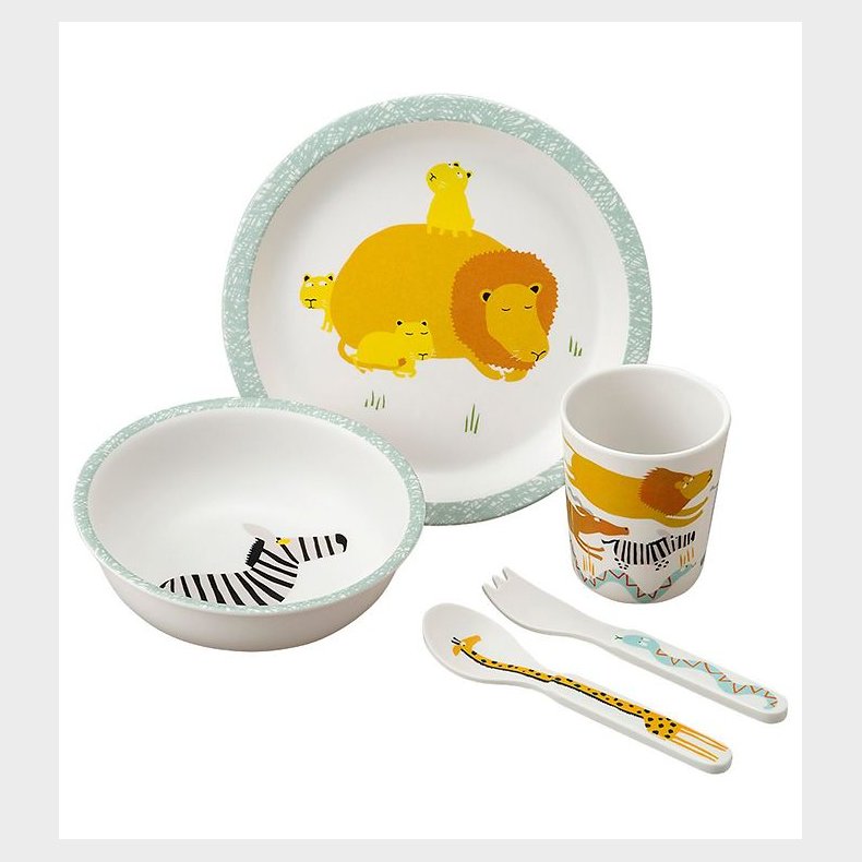 Petit Jour Paris Spisest - Melamin - 5 dele - Hvid m. Dyr