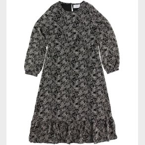 Grunt Kjole - Abbi - Sort m. Blomster