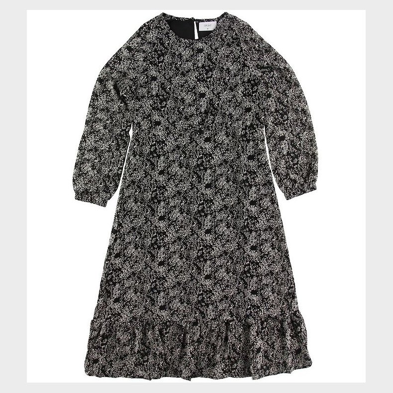 Grunt Kjole - Abbi - Sort m. Blomster