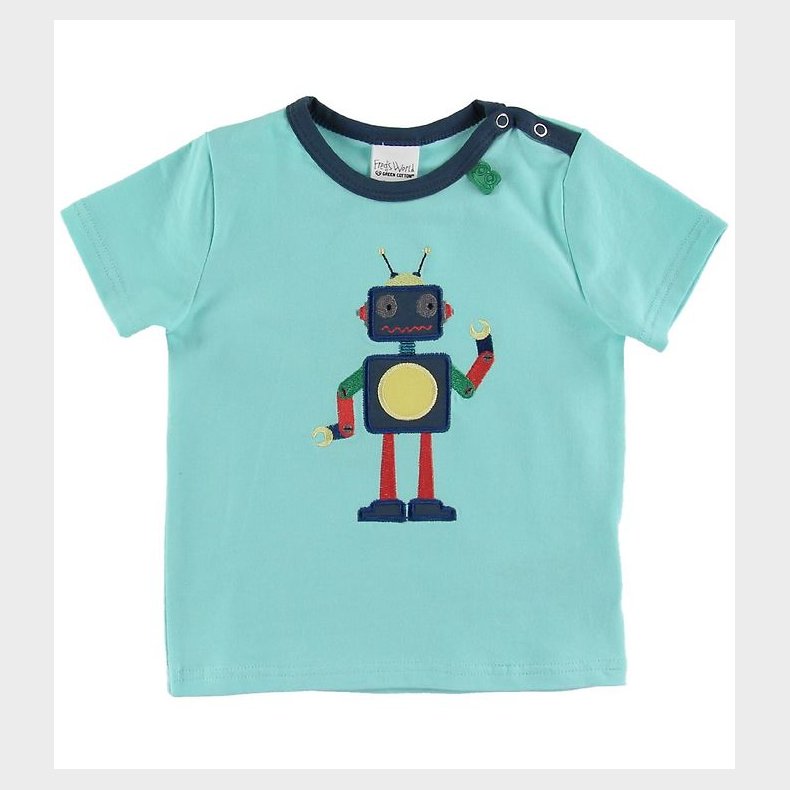 Freds World T-shirt - Hello Robot - Aqua