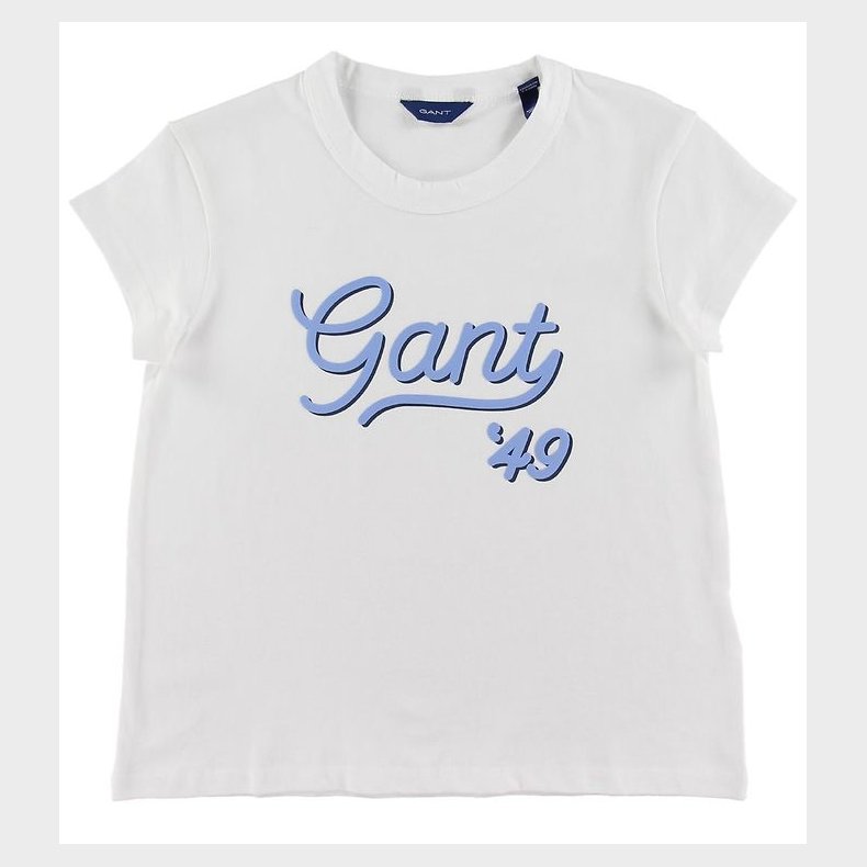GANT T-shirt - Gant Script - Hvid m. Lysebl