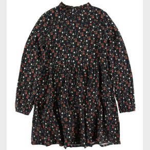 Grunt Kjole - Dora - Sort m. Blomster