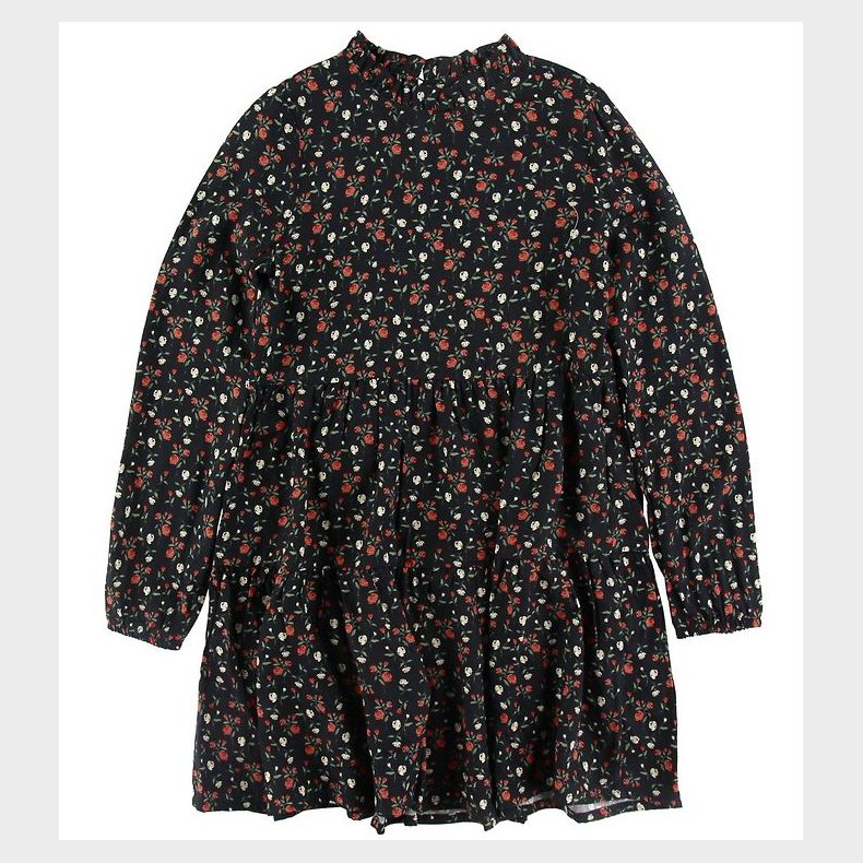 Grunt Kjole - Dora - Sort m. Blomster