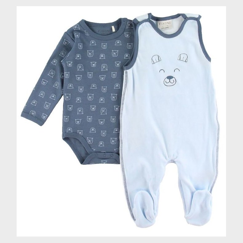 Fixoni Sparkedragt m. Body l/ - Light Blue/Bl m. Bjrn