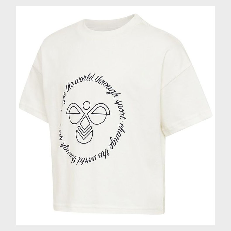 Hummel T-shirt - Cropped - hmlMary - Hvid m. Print