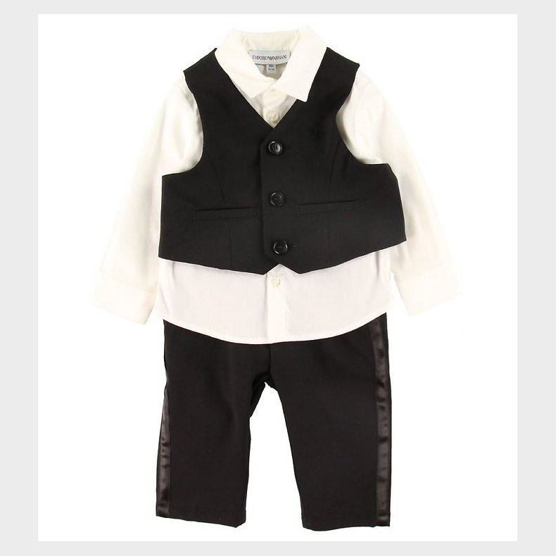 Emporio Armani S�t - Skjorte/Vest/Bukser - Sort/Hvid