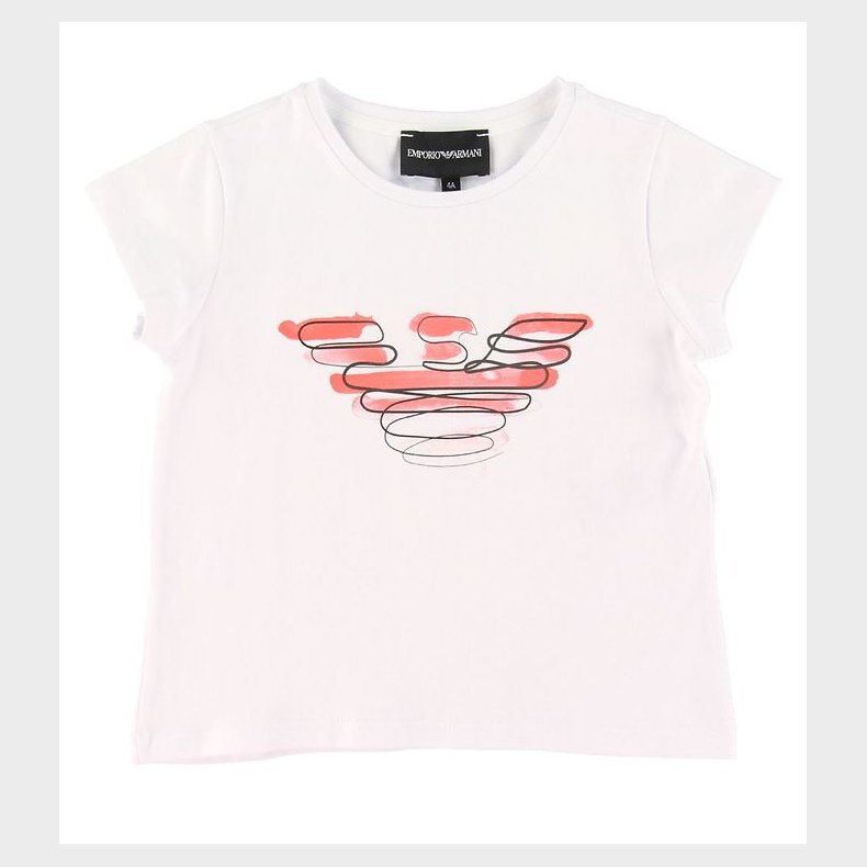 Emporio Armani T-shirt - Hvid m. Rosa Logo