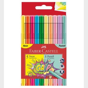 Faber-Castell Tuscher - Grip - 10 stk - Neon/Pastel