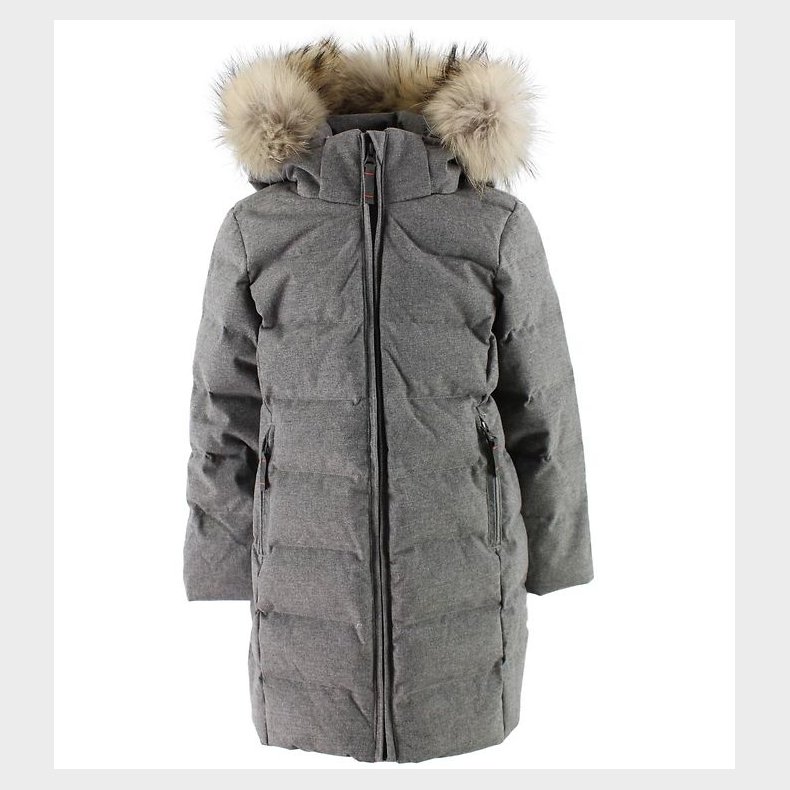 Ver de Terre Dunfrakke m. Pels - Grmeleret