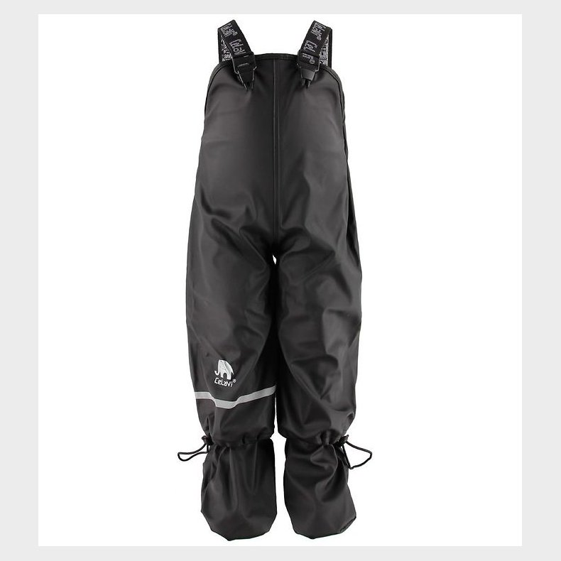 CeLaVi Regnbukser m. Seler/Fod - PU - Sort