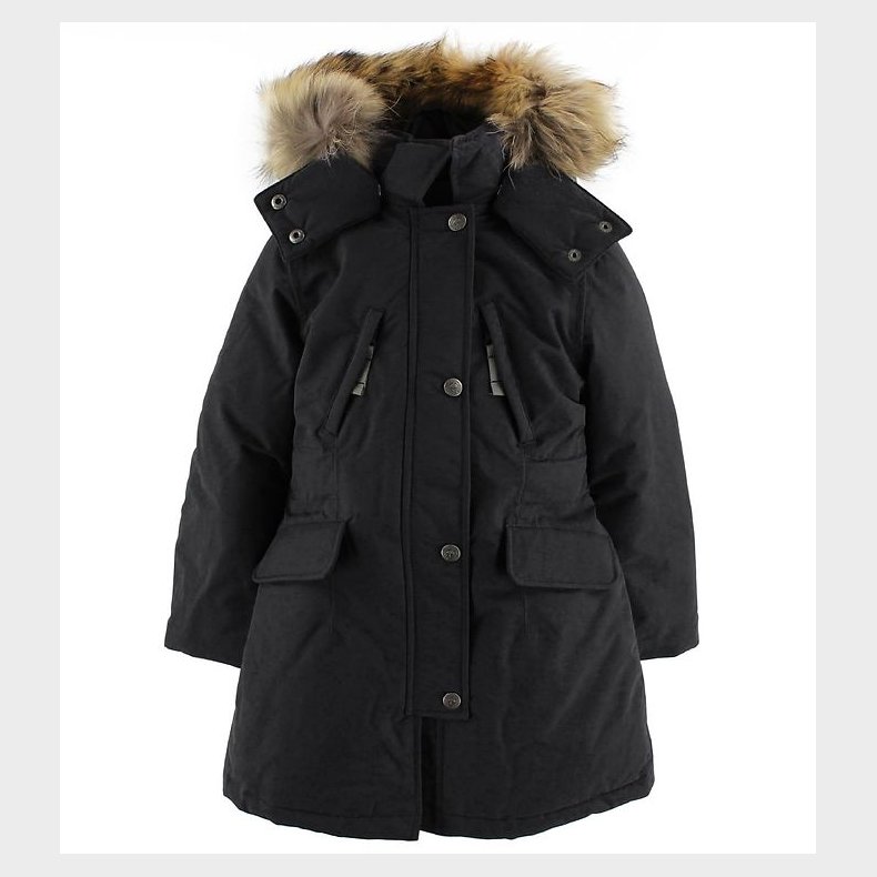 Ver de Terre Dunfrakke m. Pels - Sort