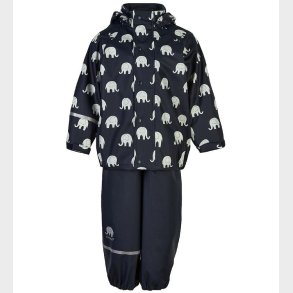 CeLaVi Regntj m. Seler - PU - Dark Navy m. Elefanter