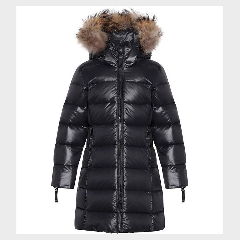 Ver de Terre Dunfrakke m. Pels - Sort