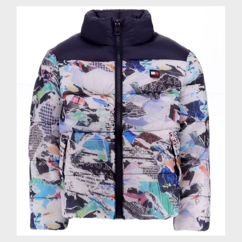 Tommy Hilfiger Dynejakke - Rwb Collage Puffer - White Allover