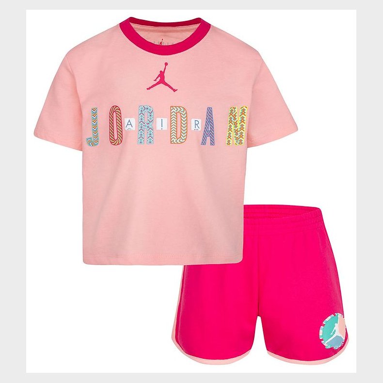 Jordan Sweatshorts/T-shirt - Girls Bff - Rush Pink m. Print