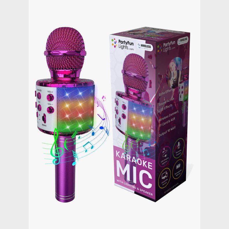 PartyFunLights Karaokemikrofon Bluetooth, Pink