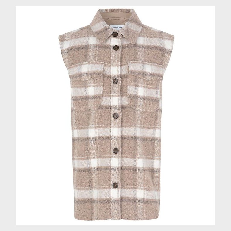 Designers Remix Vest - Uld/Polyester - G Jayden - Beige Check