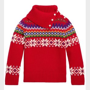 Polo Ralph Lauren Bluse - Bomuld/Uld - Fair Isle - Rd m. Mnste