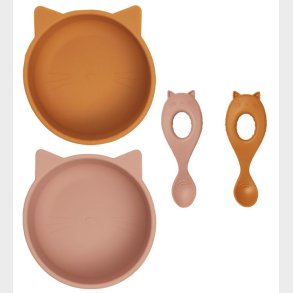 Liewood Spisest - Silikone - Evan - 4 dele - Mustard/Dark Rose