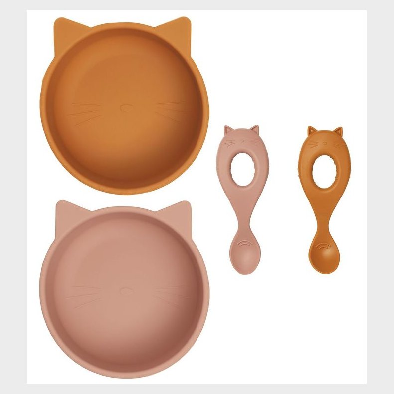 Liewood Spisest - Silikone - Evan - 4 dele - Mustard/Dark Rose
