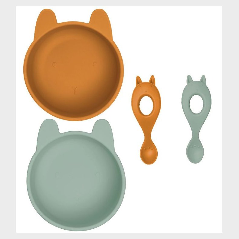 Liewood Spisest - Silikone - 4 dele - Evan - Mustard/Peppermint