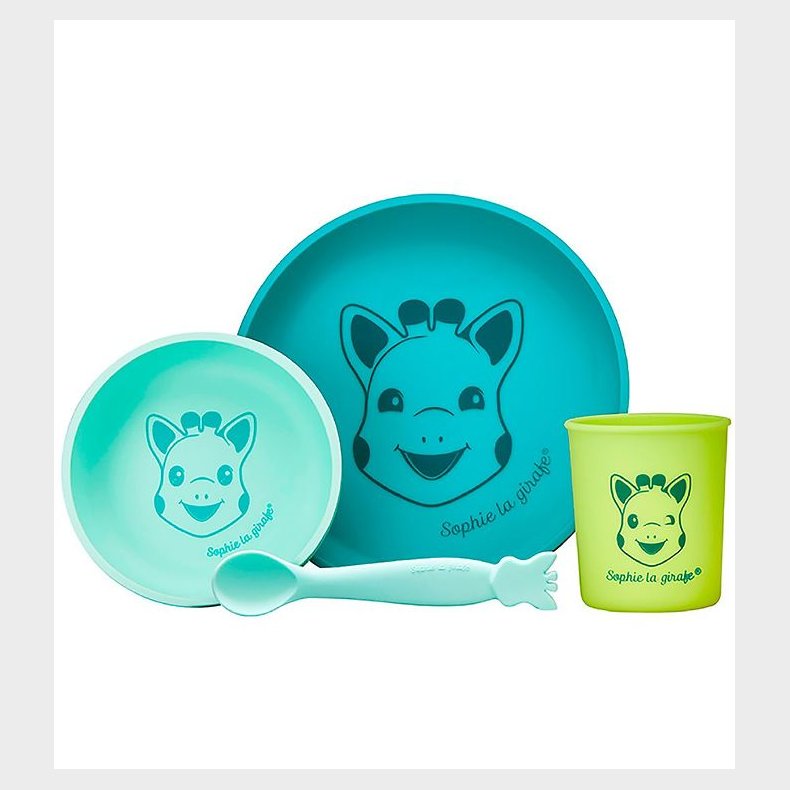 Sophie la Girafe Spises�t - Silikone - 4 dele - Turkis