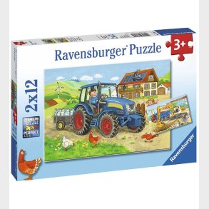 Ravensburger Puslespil - 2x12 Brikker - Hard At Work
