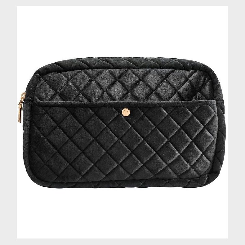 Fan Palm Toilettaske - Large - Quiltet Velour - Black Velvet