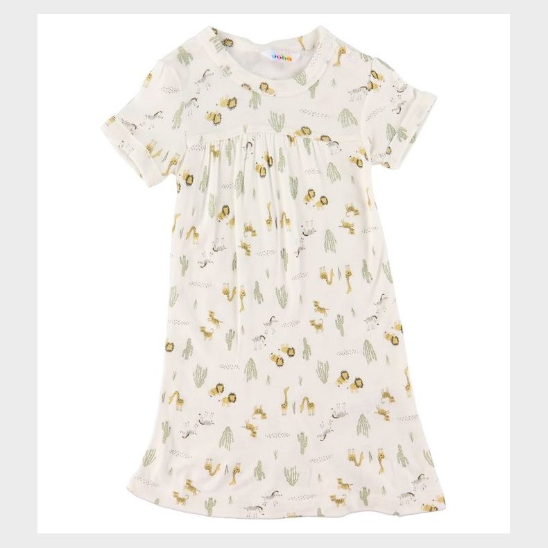 Joha Kjole - Bambus - Hvid m. Savanne