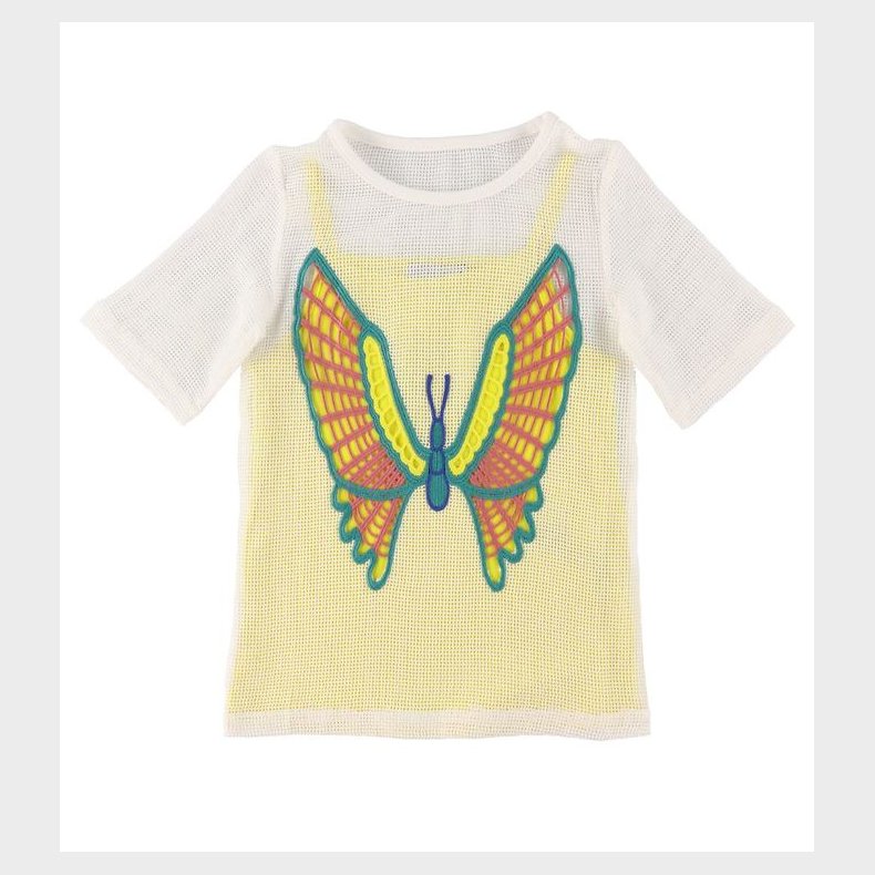 Stella McCartney Kids Kjole - Hklet - Hvid/Gul m. Sommerfugl