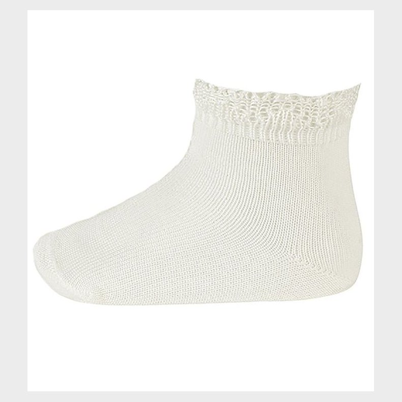 Condor Strmper m. Blondekant - Hvid