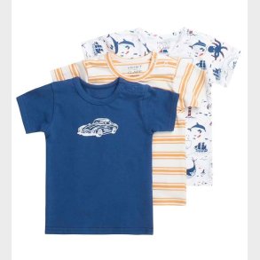 Hust and Claire T-shirt - 3-pak - Asmo - Hvid/Bl/Gul