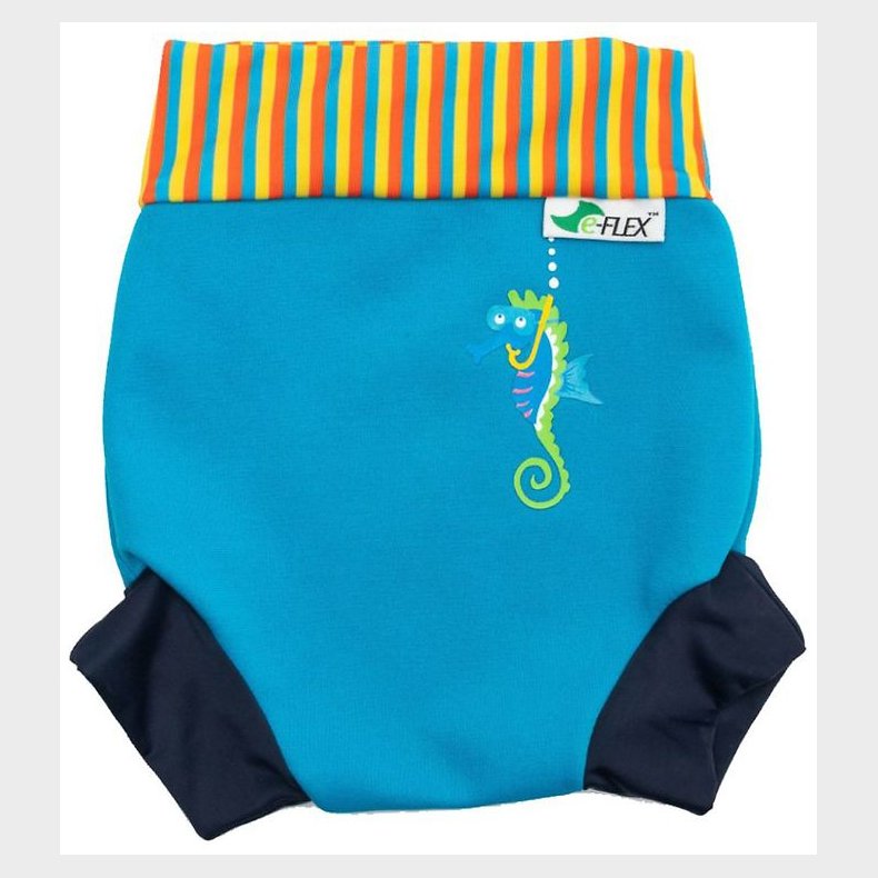 Konfidence Blebadebukser - UV50+ - Swim Nappy - Cyan/Stripe Seab