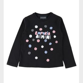 Emporio Armani Bluse - Sort m. Tekst/Smileys