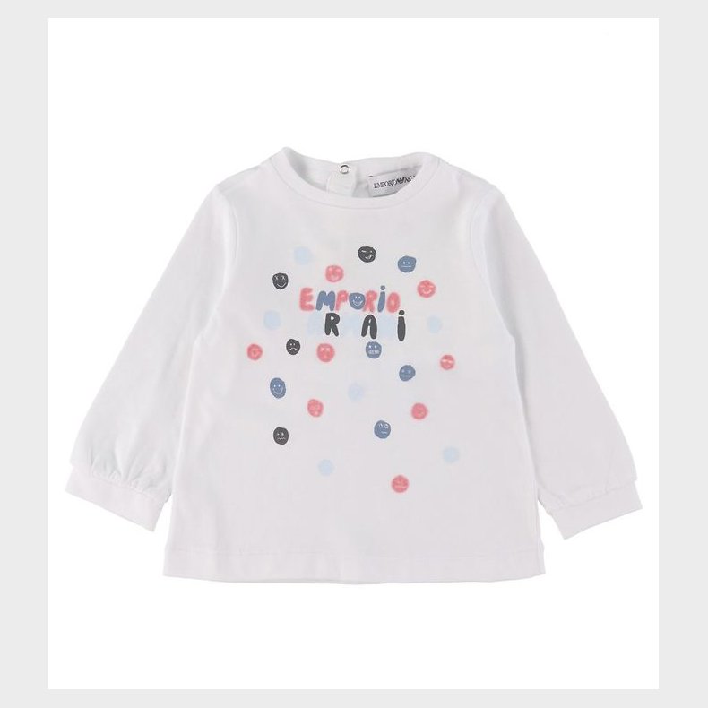 Emporio Armani Bluse - Hvid m. Tekst/Smileys