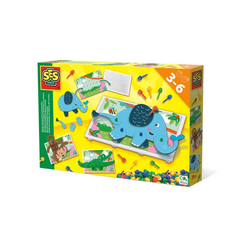 SES Creative - Stiftmosaik med bevgelige dyr - Kreativitetsst - Legekammeraten.dk