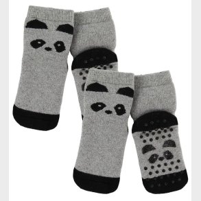 Liewood Strmper - Antiskrid - 2-pak - Nellie - Panda Grey Melan