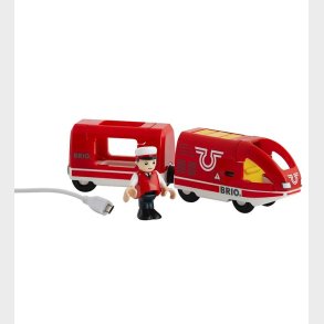 BRIO Genopladeligt Tog m. USB-kabel - 18,9 cm - Rd 33746