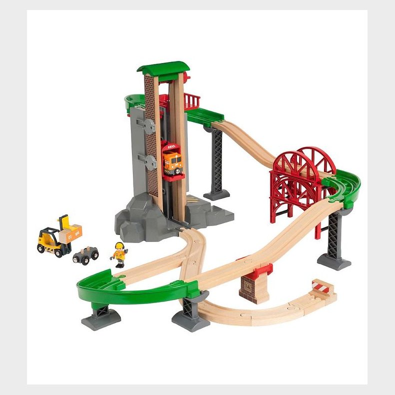 BRIO World Togbane m. Lagerbygning - 32 dele - L�ft & L�s 33887