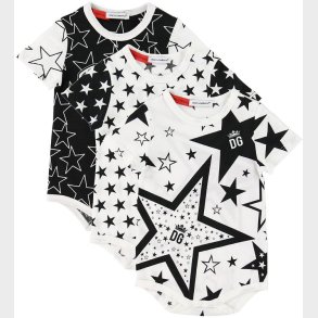 Dolce & Gabbana Bodyer k/ - 3-pak - Hvid/Sort m. Stjerner