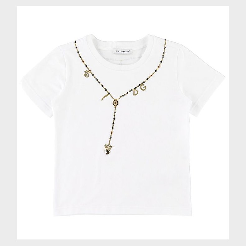 Dolce & Gabbana T-shirt - Hvid m. Krystaller