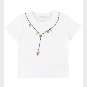 Dolce & Gabbana T-shirt - Hvid m. Krystaller