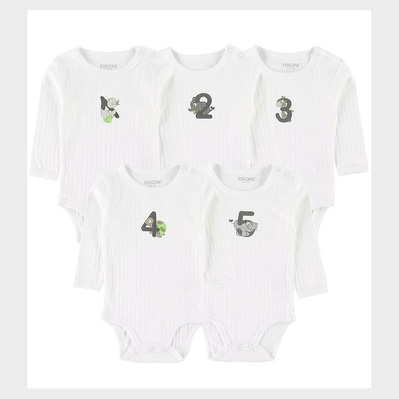 Fixoni Bodyer l/ - 5-pak - Hvid