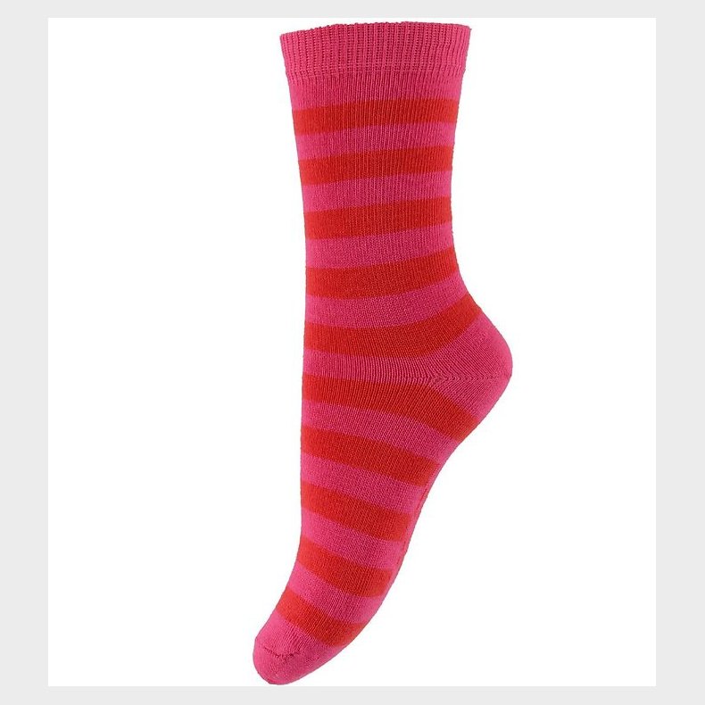 Melton Strmper - Rd/Pink Stribet